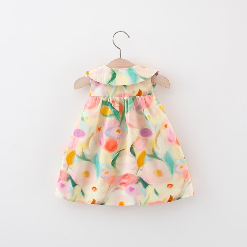 Colourful Floral Girls Dress With Sling Bag