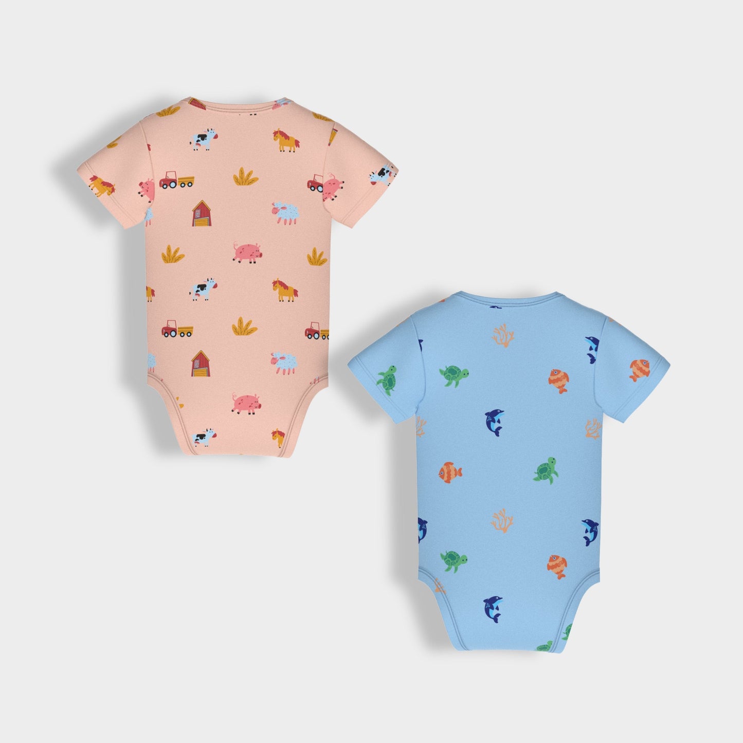 2 Pcs Half Sleeves Bodysuit | Farm, Underwater