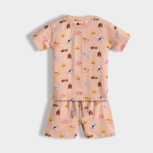 T-Shirt & Shorts Unisex Co-ord Set | Farm Animals