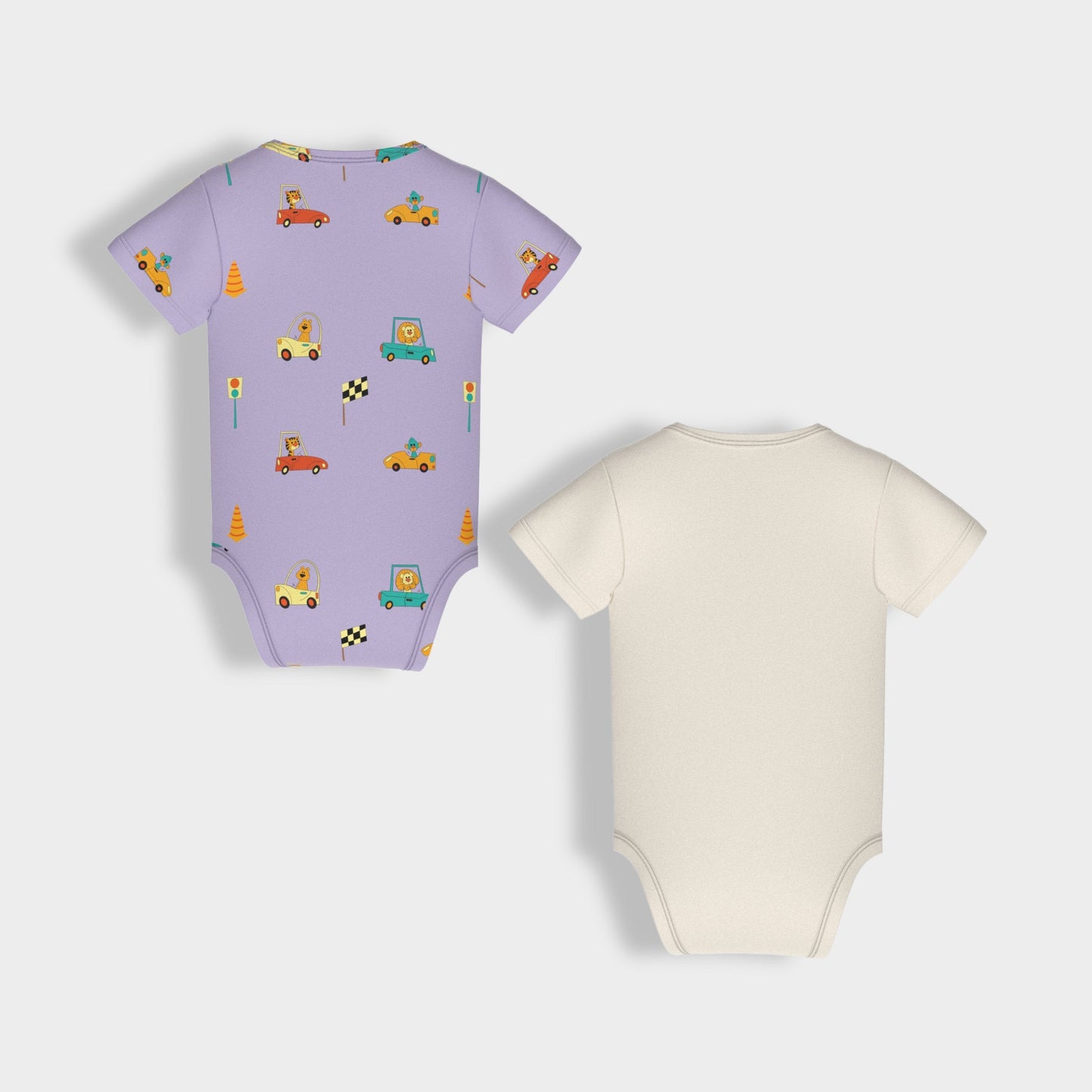 2 Pcs Half Sleeves Bodysuit | Cars, Off White