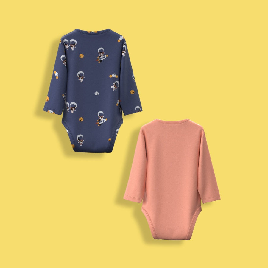 2 Pcs Full Sleeves Bodysuit | Space, Orange