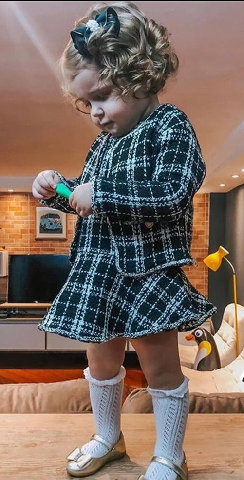 Black Fall Plaid Dress with Jacket