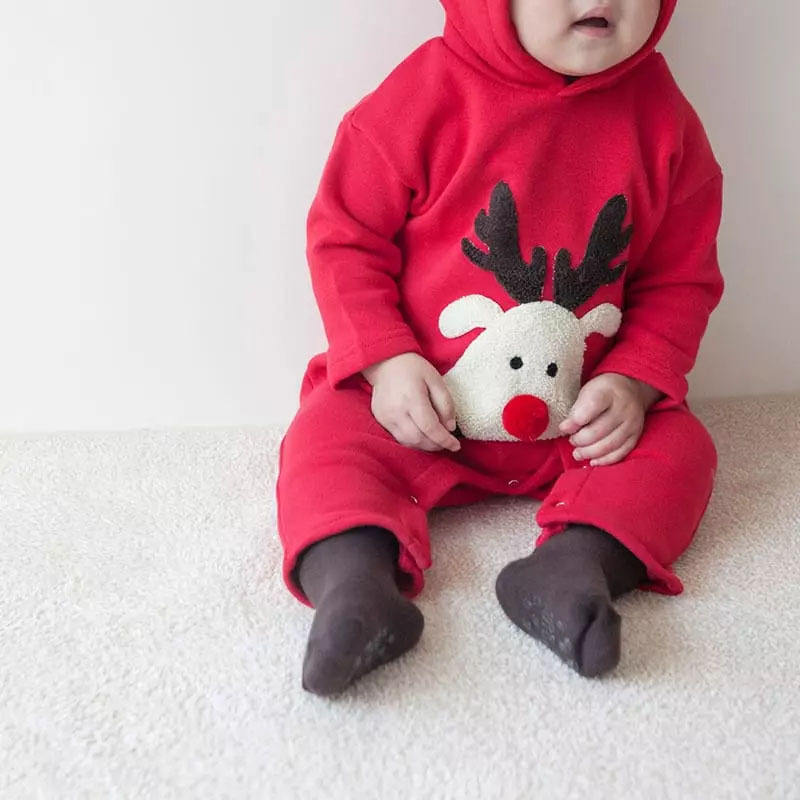 3D Reindeer Baby Girls and Boys Christmas Romper