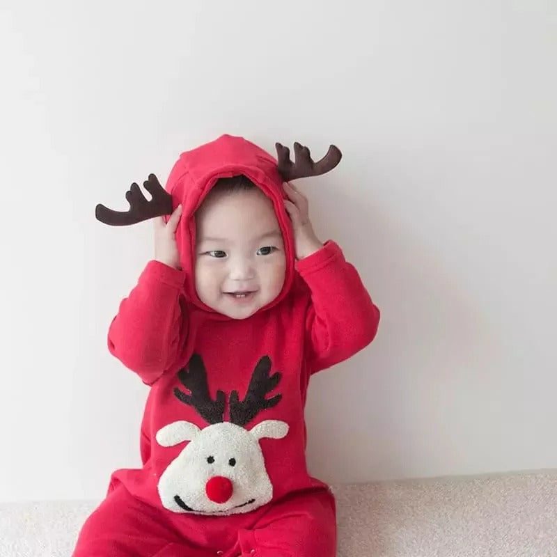 3D Reindeer Baby Girls and Boys Christmas Romper