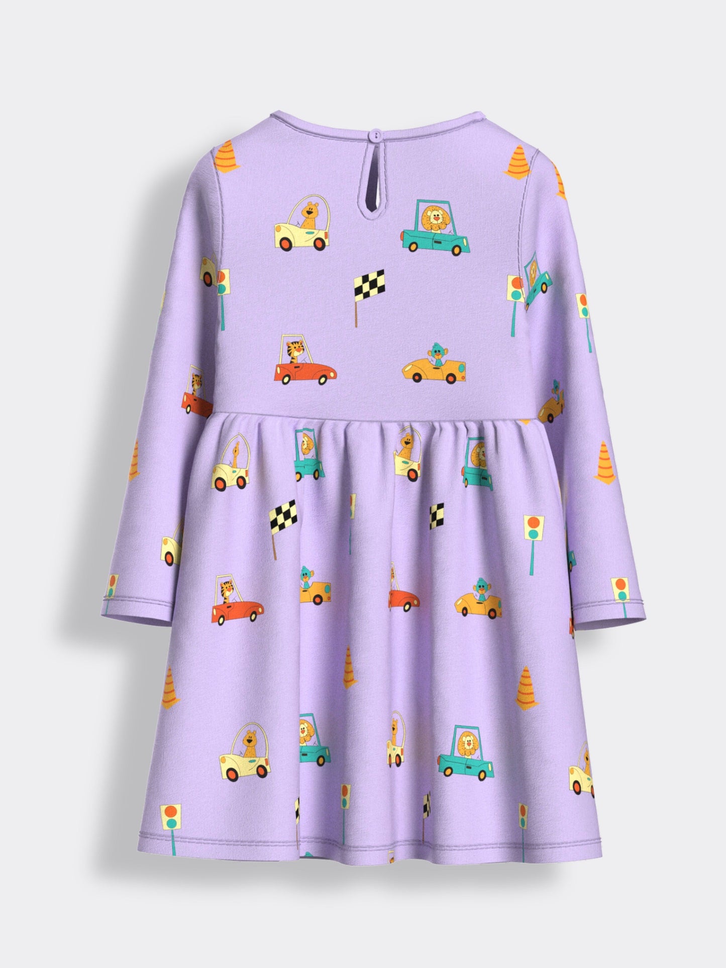 Long Sleeves Printed Dress | Racing Cars