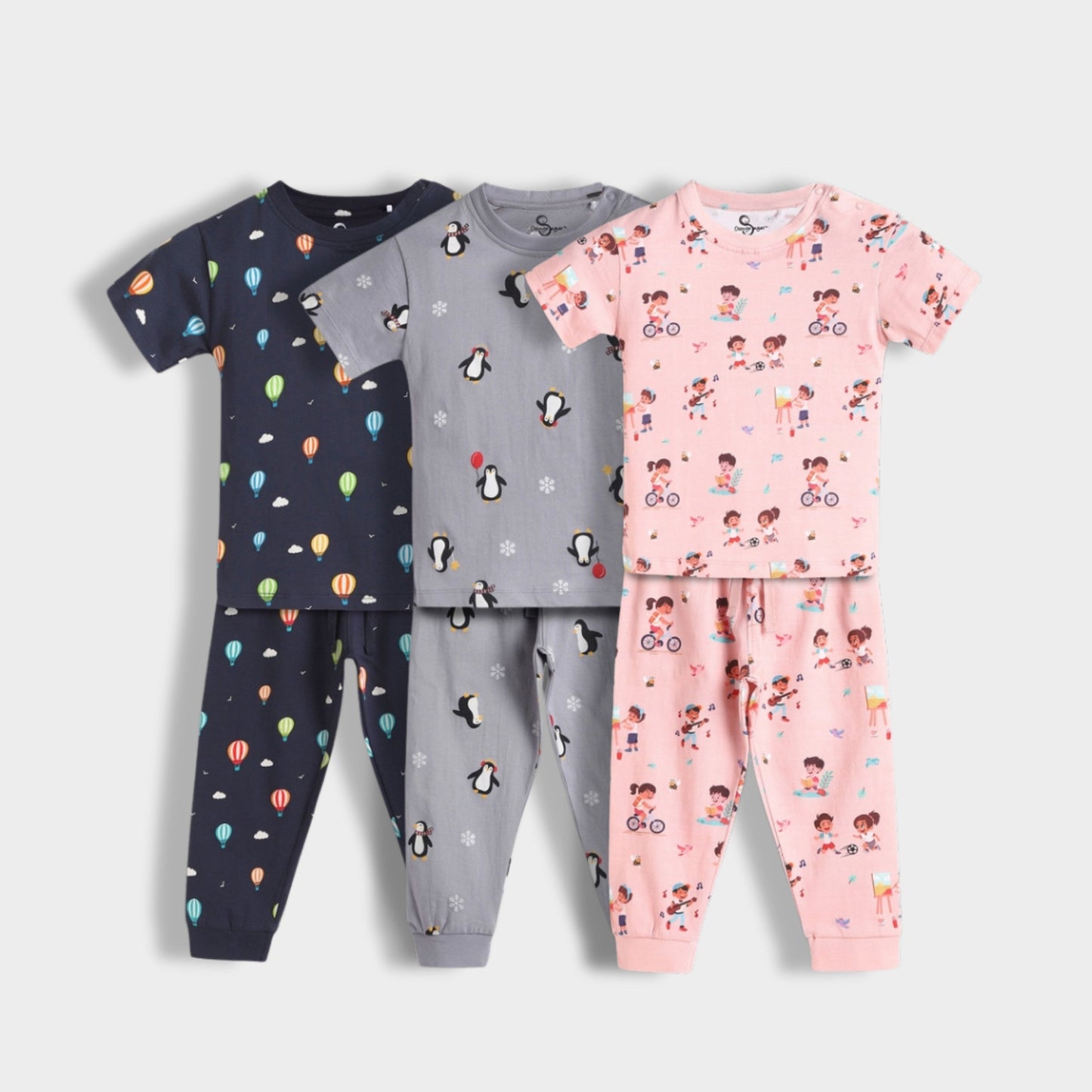 3 Pack Half Sleeves Unisex Co-ord Set | Garden, Hot Air & Penguin