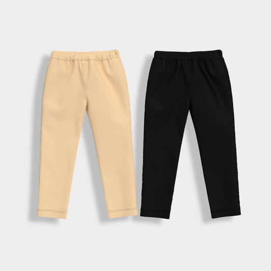 2 Pcs Leggings | Beige, Black