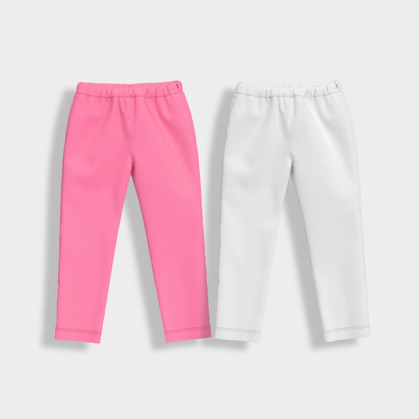 2 Pcs Leggings | Pink, White