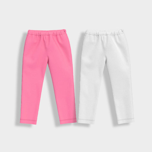 2 Pcs Leggings | Pink, White