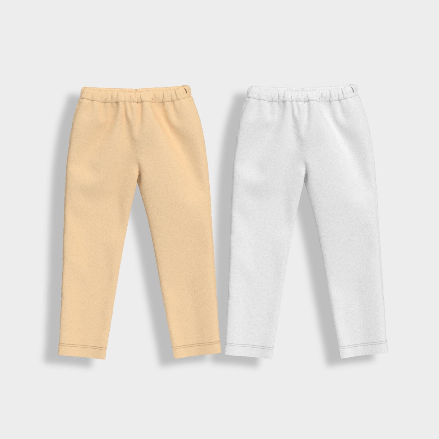 2 Pcs Leggings | Beige, White