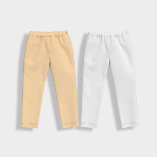 2 Pcs Leggings | Beige, White