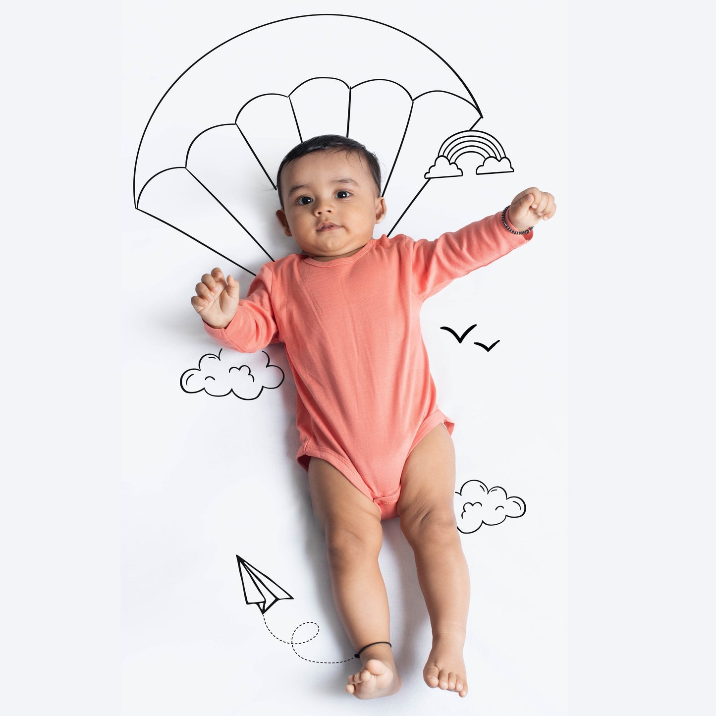 2 Pcs Full Sleeves Bodysuit | Space, Orange