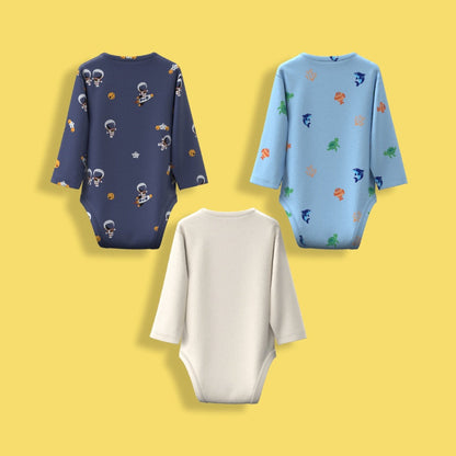 3 Pcs Full Sleeves Bodysuit | Space, Underwater, Off White