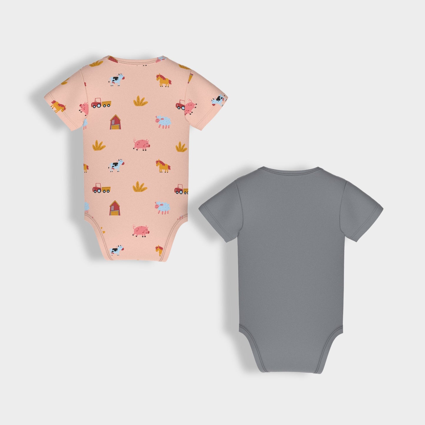 2 Pcs Half Sleeves Bodysuit | Farm, Grey