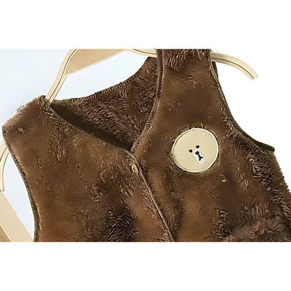 Brown Bear Sleeveless Girls Top