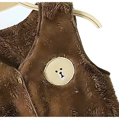 Brown Bear Sleeveless Girls Top