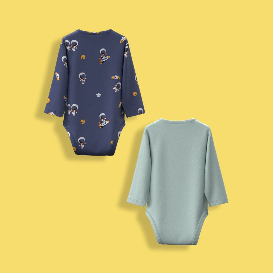 2 Pcs Full Sleeves Bodysuit | Space, Light Green