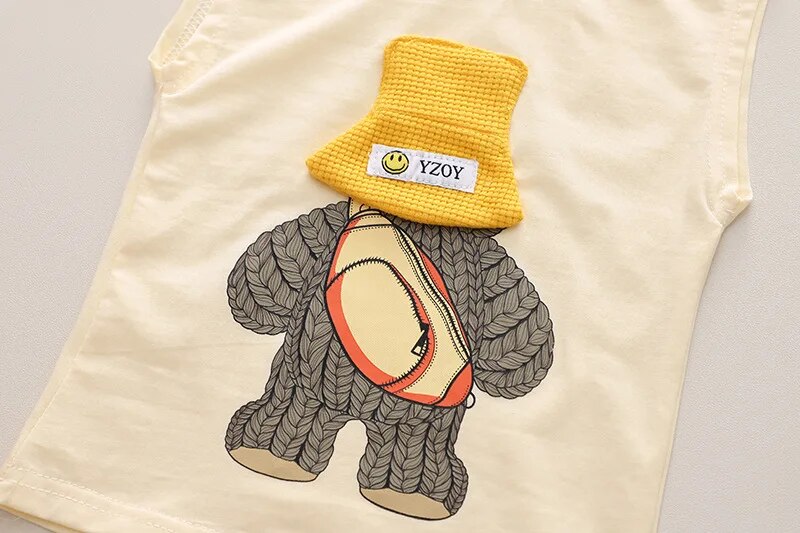 3D Cap Sunbath Boys Outing Set