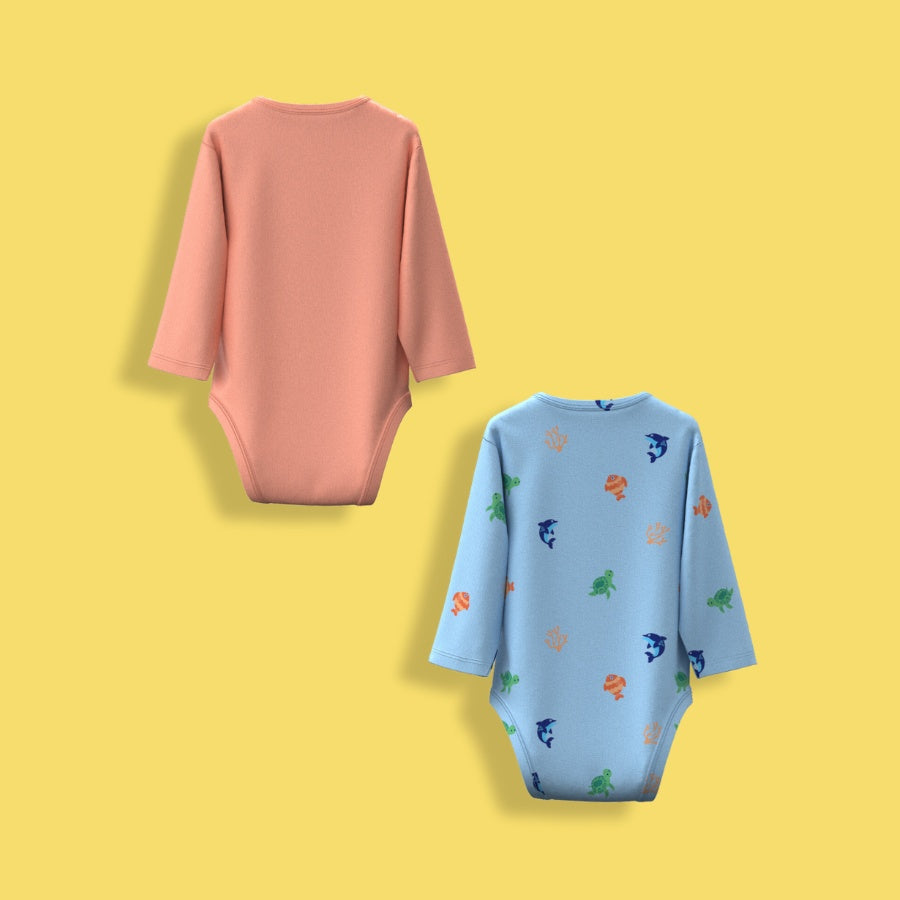 2 Pcs Full Sleeves Bodysuit | Underwater, Orange