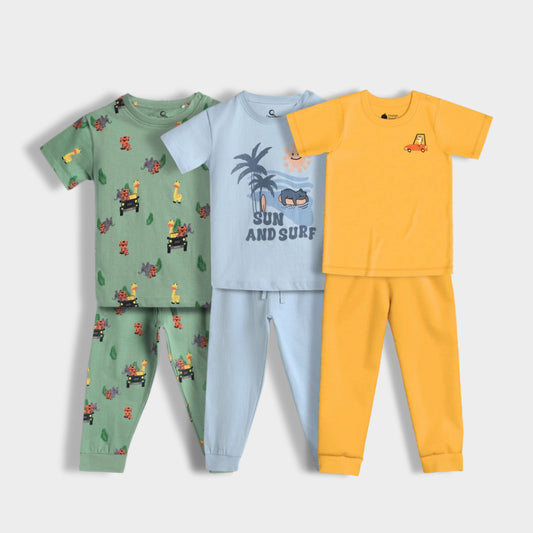 3 Pack Half Sleeves Unisex Co-ord Set | Sun, Tiger, Jungle