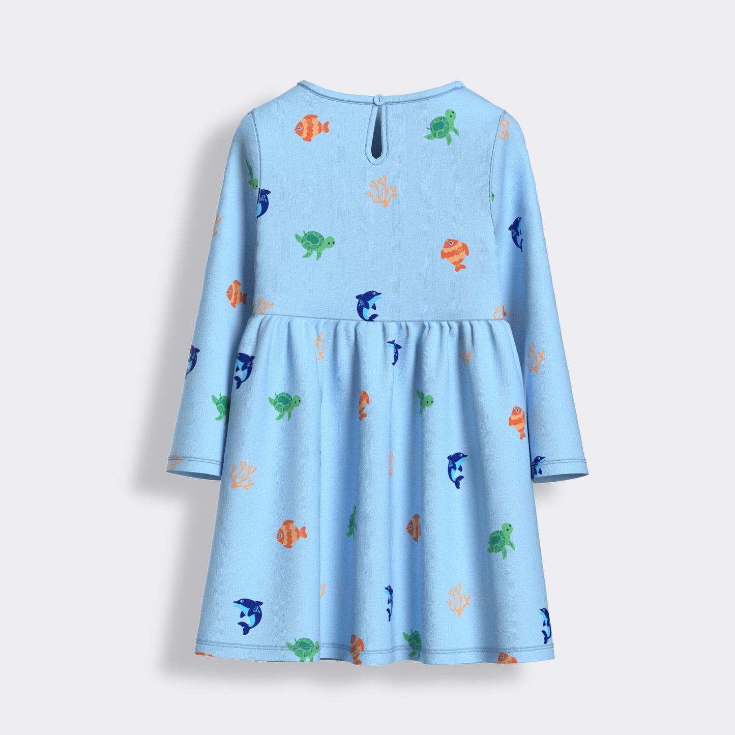 Long Sleeves Printed Dress | Underwater Wonders