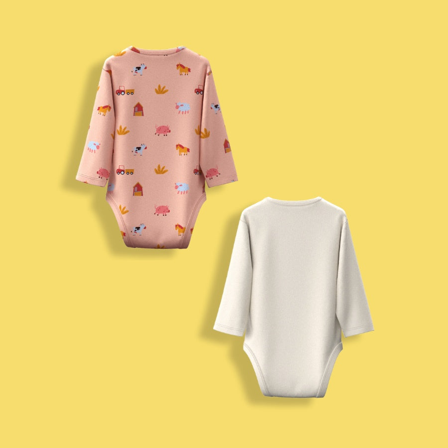 2 Pcs Full Sleeves Bodysuit | Farm, Off White