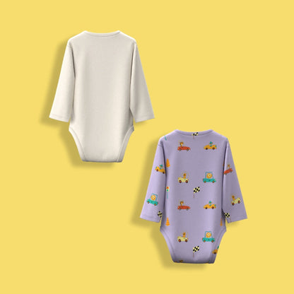 2 Pcs Full Sleeves Bodysuit | Cars, Off White