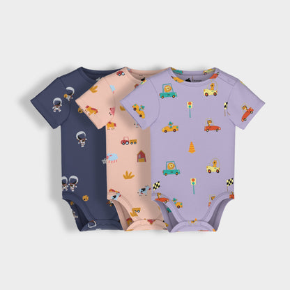 3 Pcs Half Sleeves Bodysuit | Space, Farm, Cars