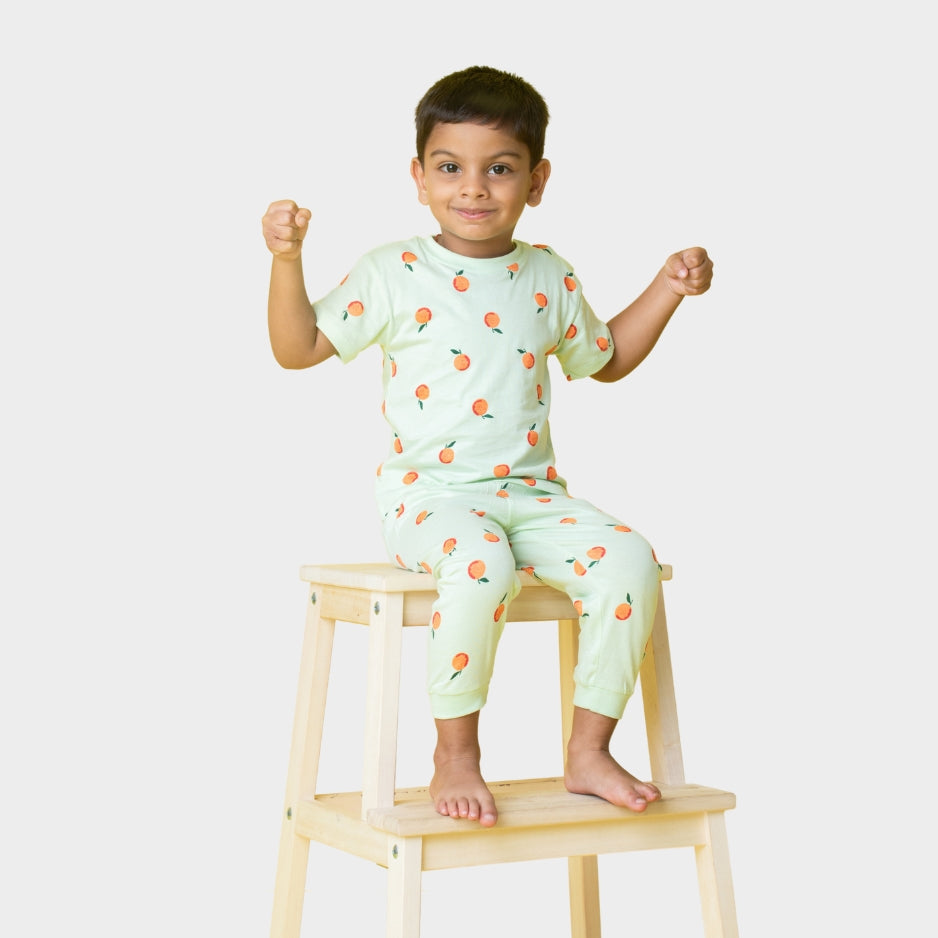 Half Sleeves Unisex Co-ord Set | Orange Bliss