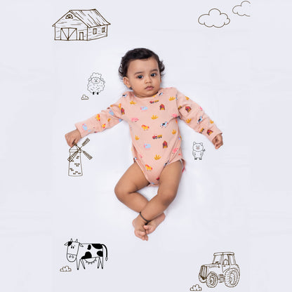 3 Pcs Full Sleeves Bodysuit | Space, Farm, Grey