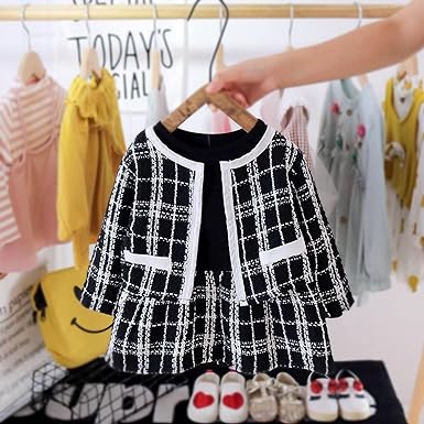 Black Fall Plaid Dress with Jacket