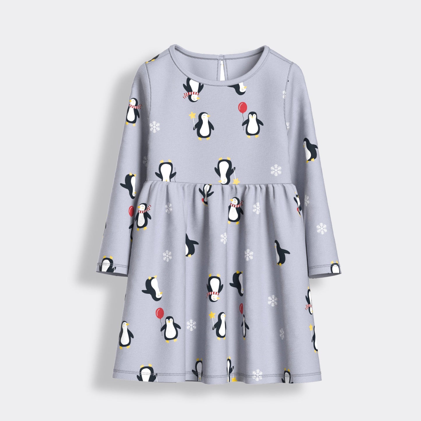 Long Sleeves Printed Dress | Party Penguin