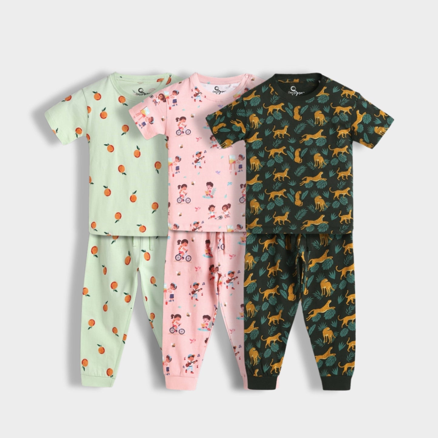 3 Pack Half Sleeves Unisex Co-ord Set | Garden, Orange Bliss & Cheetah