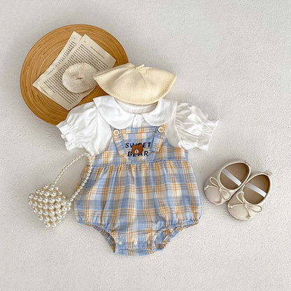 Kids' Fashion: Ju Ju Jam Bear Plaid Rompers