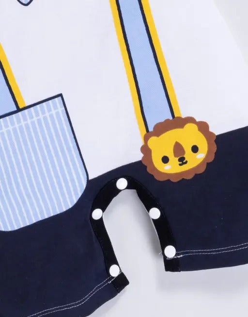 Blue Suspender Designed Boy Romper