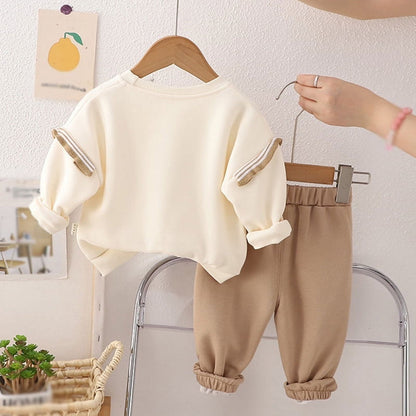 Bow Printed  Girls Sweatshirt & Pants Set