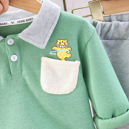 Classy Collared T-shirt and Pant Boys Set