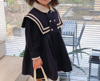 Classy Oversized Girls Collared Dress