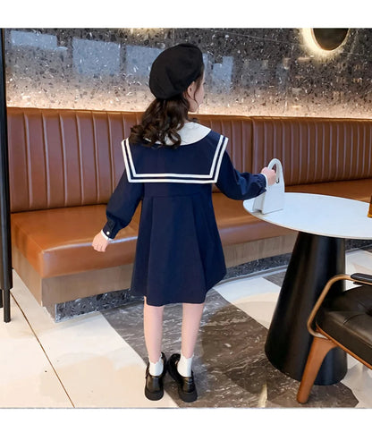 Classy Oversized Girls Collared Dress