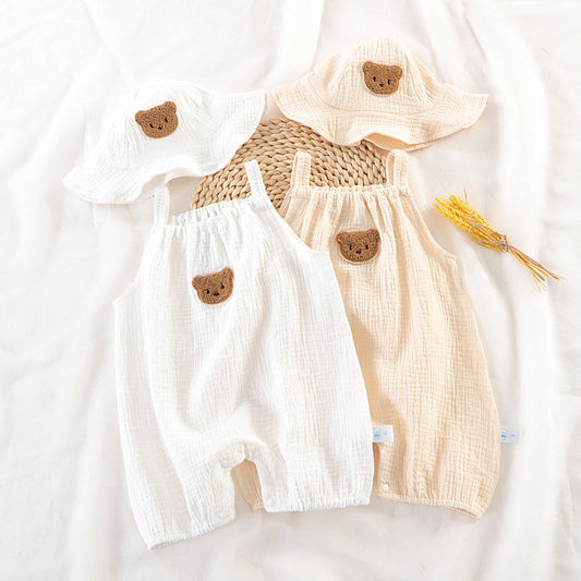 Cotton Gauze Newborn Girls Jumpsuit