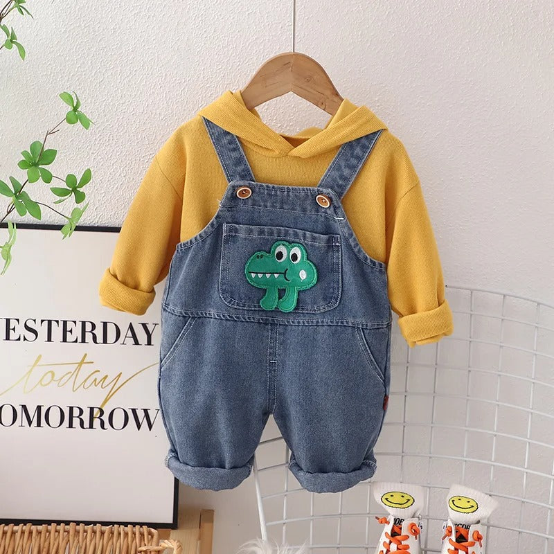 Cozy Denim Boys and Girls Jumpsuit with Hoodie