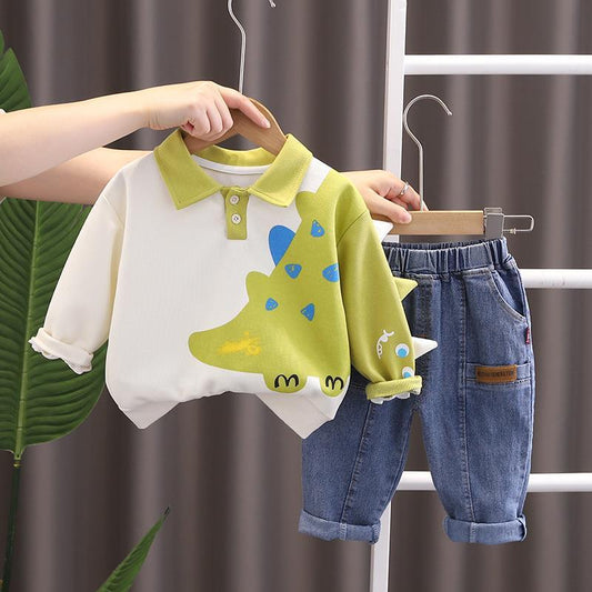 Cozy Dinosaur Tshirt and Jeans Boys Set