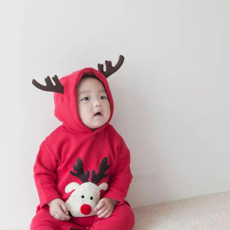 3D Reindeer Baby Girls and Boys Christmas Romper