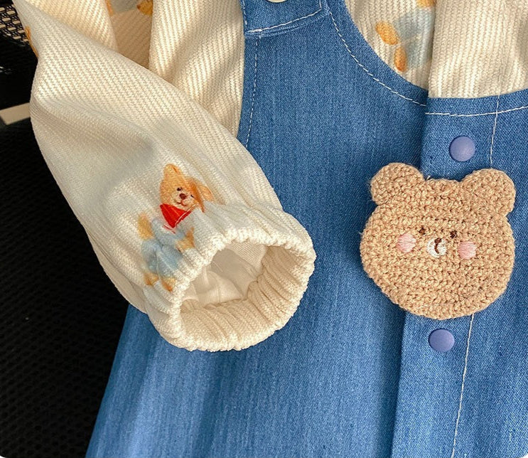 Cowboy Bear Baby Boys Suspender Jumpsuit