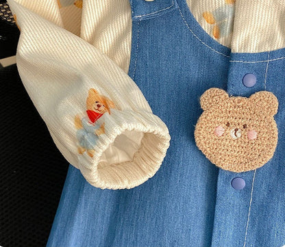 Cowboy Bear Baby Boys Suspender Jumpsuit