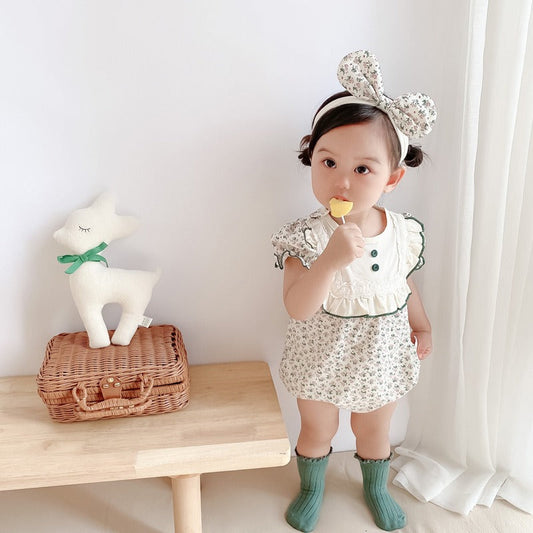 Baby Girls Comfy Romper with Hairband
