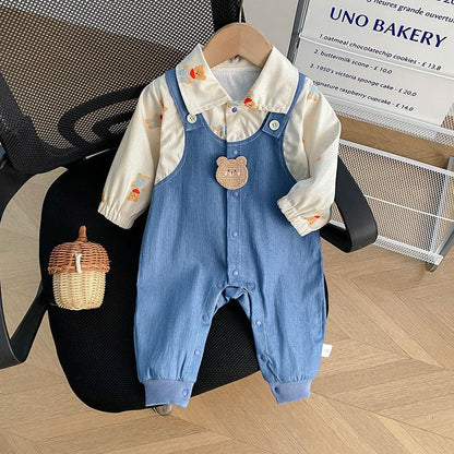Cowboy Bear Baby Boys Suspender Jumpsuit