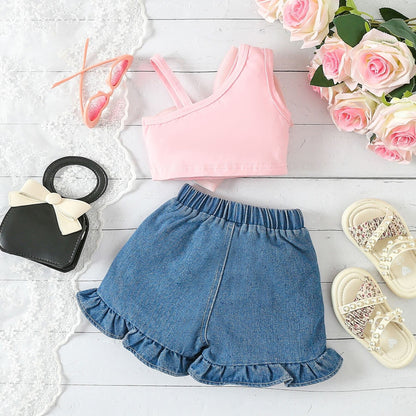 Ava Soft Bow Girls Two Piece Set
