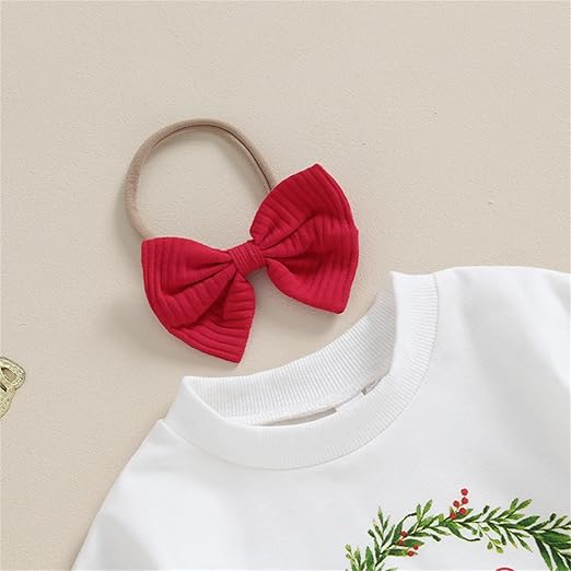 Baby Girls Merry Christmas Top with Bell Bottom Set