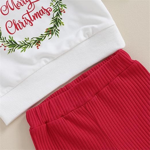 Baby Girls Merry Christmas Top with Bell Bottom Set